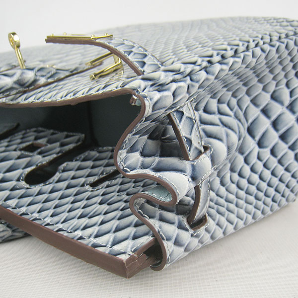 Replica Hermes Birkin 30CM Fish Veins Leather Bag Blue 6088 On Sale